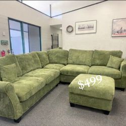 Corduroy 4-Pc  Sectional Sofa Set ✅ No Tax ✅