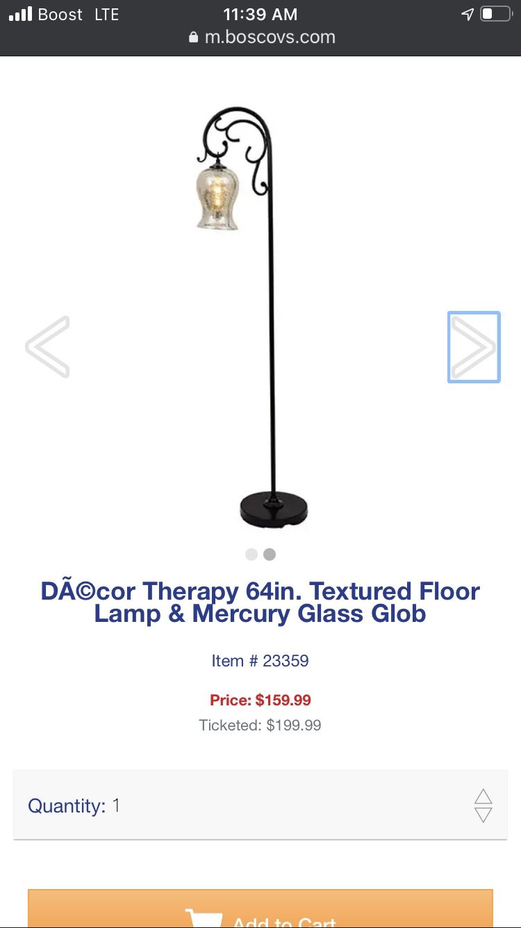 Therapy 64in texture floor lamp and mercury glass glob