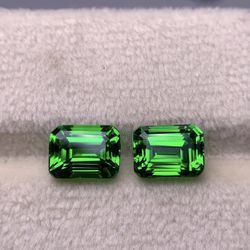 2.50ctw Natural Tsavorite Garnet – Vivid Green Emerald Cut Matching Pair