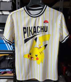 Pokemon Pikachu Soccer Jersey Yellow Striped Size Youth XL