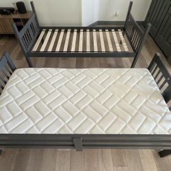 2 Single Bed frames & 1 Single Mattress 