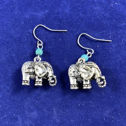 Silver Elephant Earrings