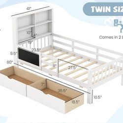 Twin Bed W 2 Storage Drawers