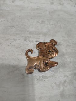 Vintage Copper Puppy Dog Brooch Pin