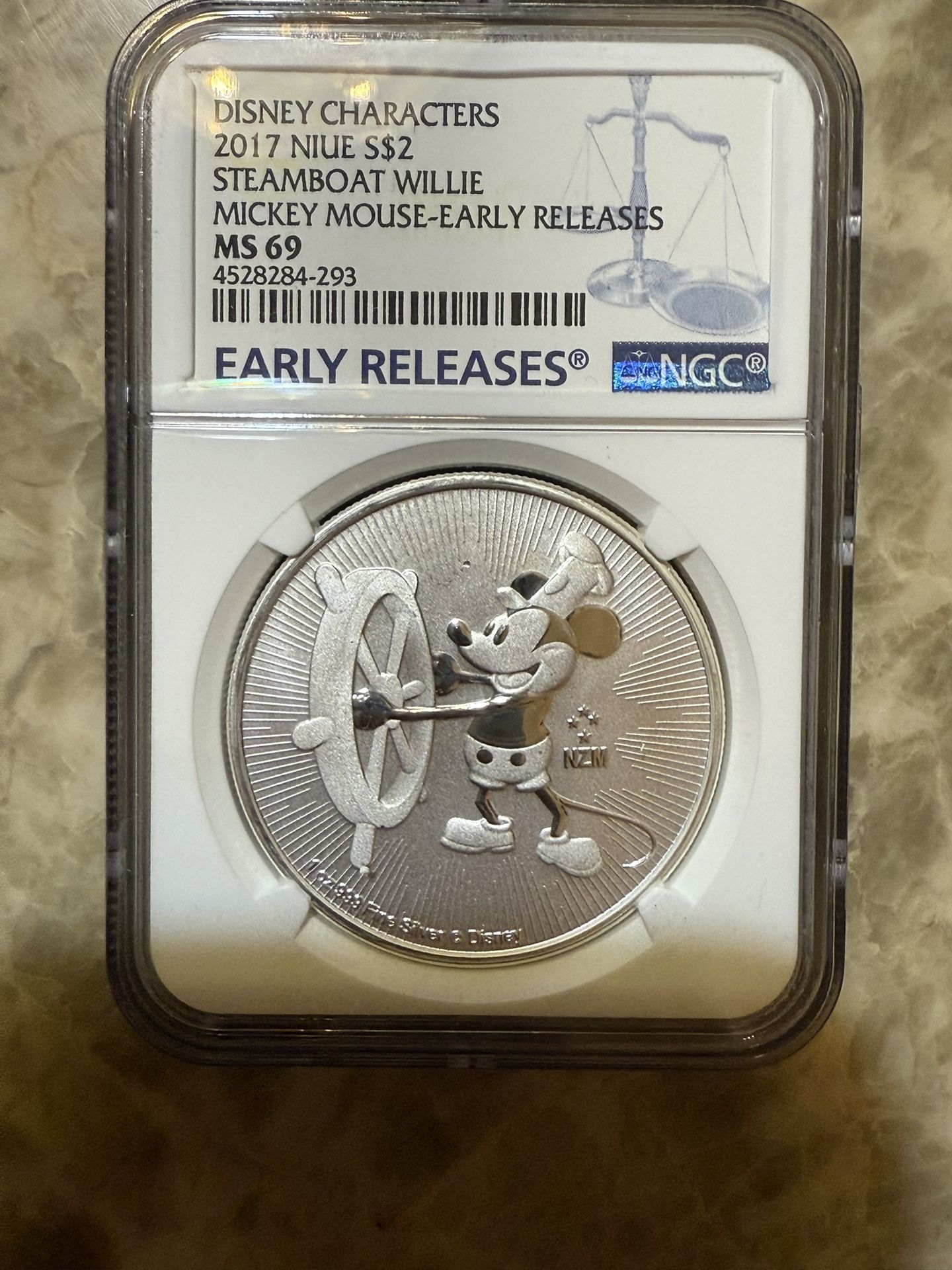 2017 1oz NGC MS69 Mickey Mouse Steamboat Silver Coin