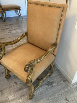 2 CUSTOM LEATHER ART DE MEXICO CHAIRS FOR SALE