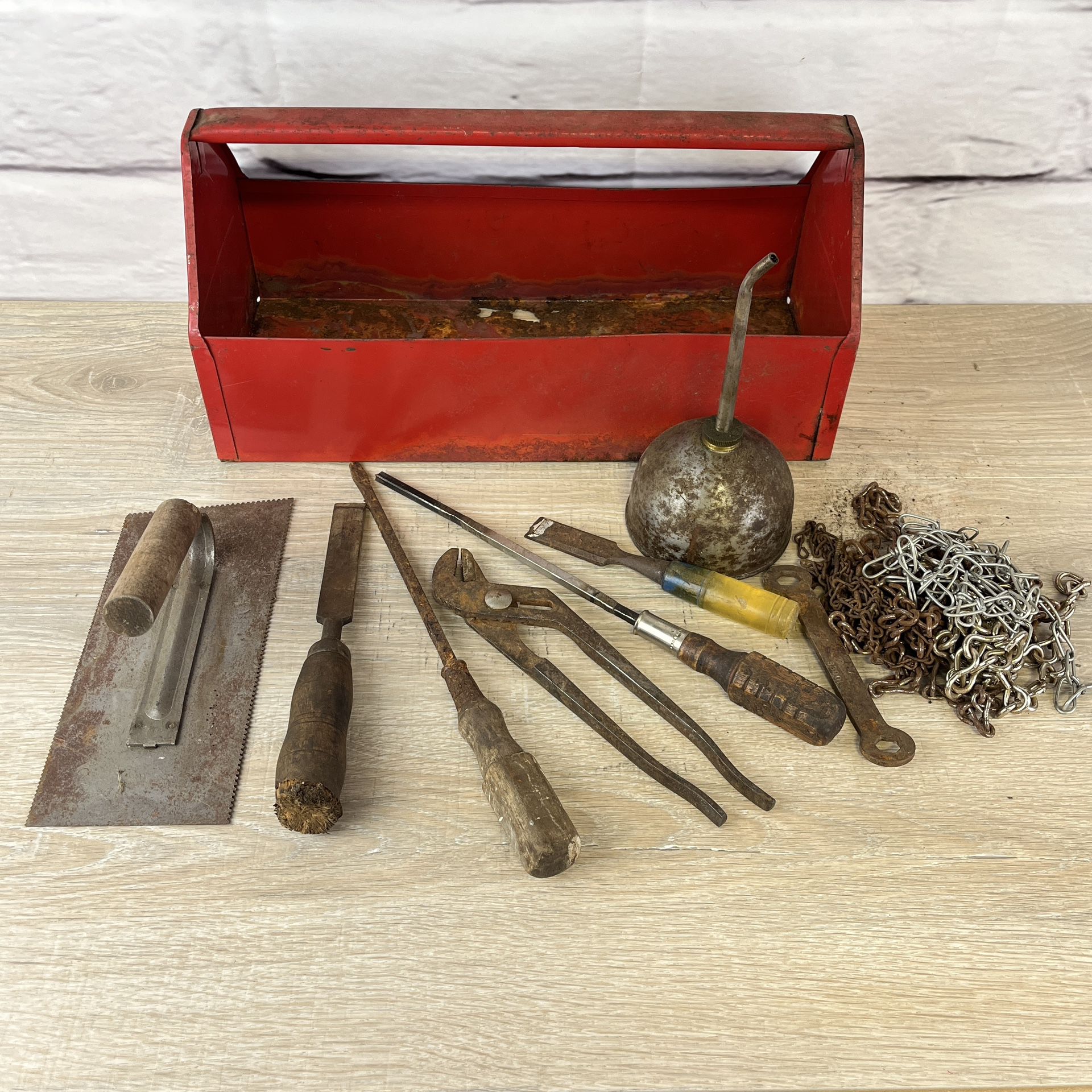 Vintage Rusted Tools & Tool Box Rustic