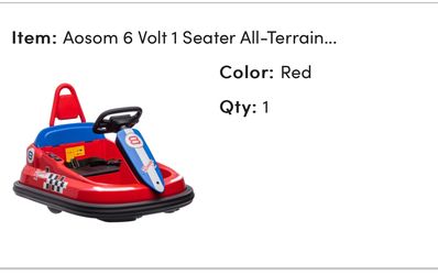 Aosom 6V 1 Seater Bumper Car
