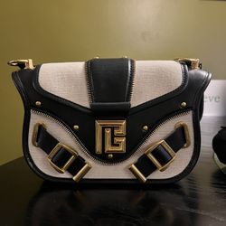 Balmain Blaze Designer Bag Black/White – Like New, Gold Hardware ✨