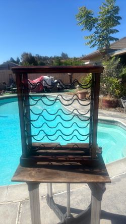 Old wooden vintage wine rack