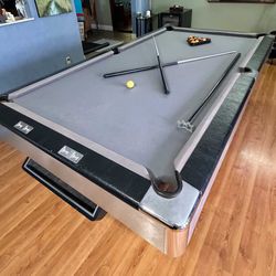 9’ Slate Tournament Pool Table w/ Ball Return + Ping Pong & Slide Hockey Top – Multi-Game Table