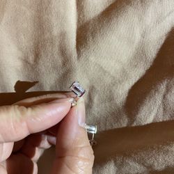 Real Silver Zircon Diamond Stud Earrings 