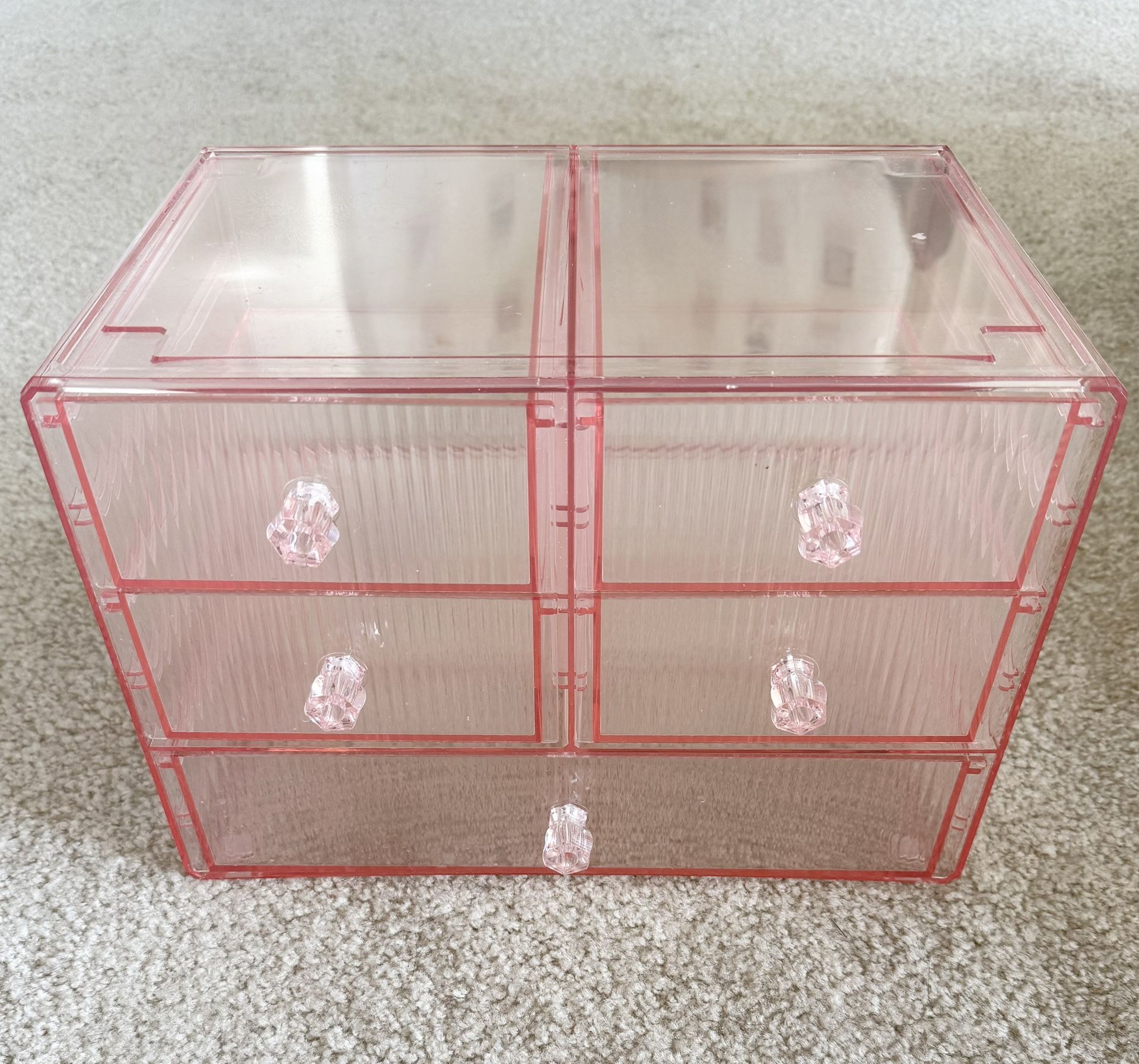 Large Pink Acrylic Storage Drawer Organizer