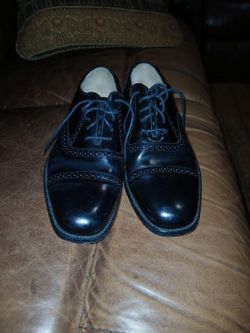 Size 10M Black Leather Stacy Adams Wingtip Dress Shoes
