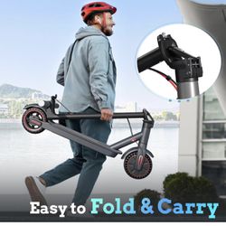 8.5" Solid Tires, Quadruple Shock Absorption, Up to 19 Miles Long-Range, 19 Mph Top Speed, Portable Folding Commuting Scooter for Adults, Double Braki