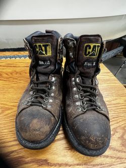 Caterpillar Steel Toe Boots And Yellow XL Rainsuit
