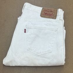 LEVI’S White 501’s “BUTTON FLY” Men’s SIZE 32W x 30L Jeans 👀 (please read description)