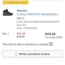 Salomon X Ultra 3 Mid GTC Hiking Boots 9.5