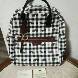 RADLEY LONDON Finsbury Park Checked Scottie Dog Design Zip Top Backpack Never Used