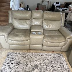 Power leather recliner sofa and love seat 
