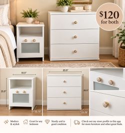 White Nightstands — $110 for BOTH!