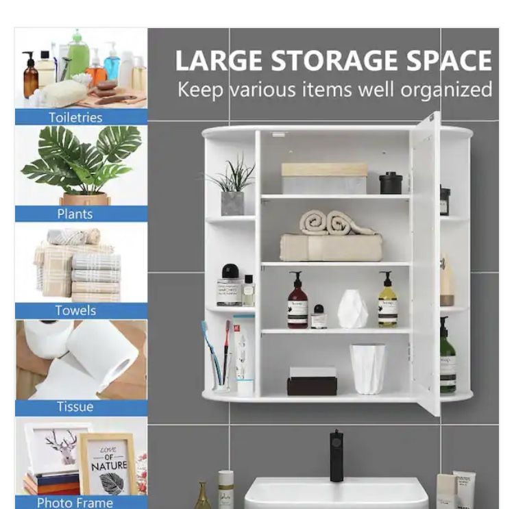 New Wall Mount Storage Cabinet With Mirror