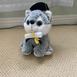 Graduation Wolf/Husky Plushie  
