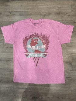 Pink Distressed Wash Van Halen 1979 World Tour Band Tee Men’s Size Extra Large
