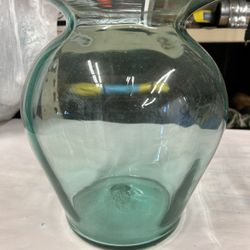 Vintage Blenko Handblown Art Glass Large Vase/Aqua/1970’s
