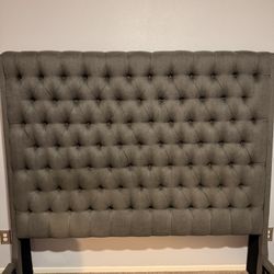 California King Upholstered Tufted Bed Frame – Gray