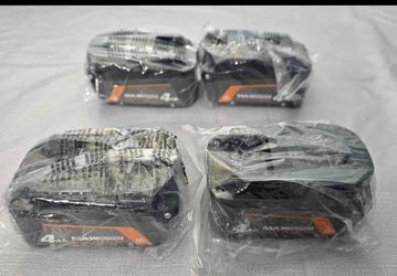 Brand new Ridgid Max OutPut Lithium 4AH Battery and I have 4 of them 
Per $90 each