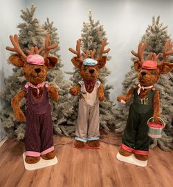 Set Of 3 60” Tall Commercial Quality Animated Reindeer By David Hamberger 