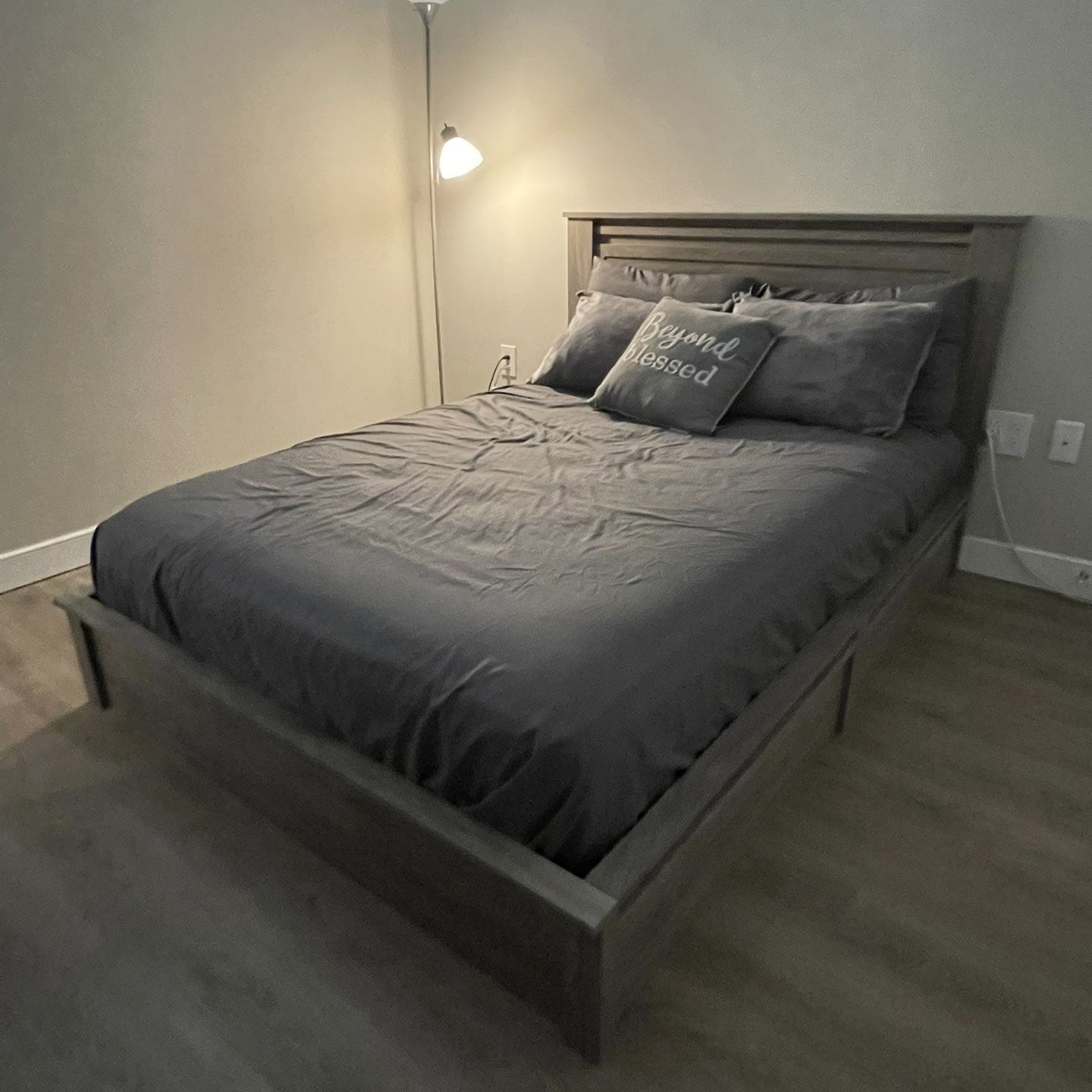 Grey Full-size Bed And Mattress W/ Matching Dresser
