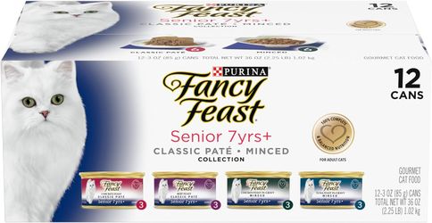 Fancy Feast Senior 7+ Chicken, Beef & Tuna Feasts Variety Pack Canned Cat Food, 3-oz can, case of 12