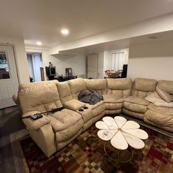 Large Leather sectional Couch, 4 Recliners (free) 