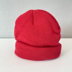 Unisex Warm Winter Knit Cuff Beanie Cap Daily Ski Hat Men Women Red Quilted Hat