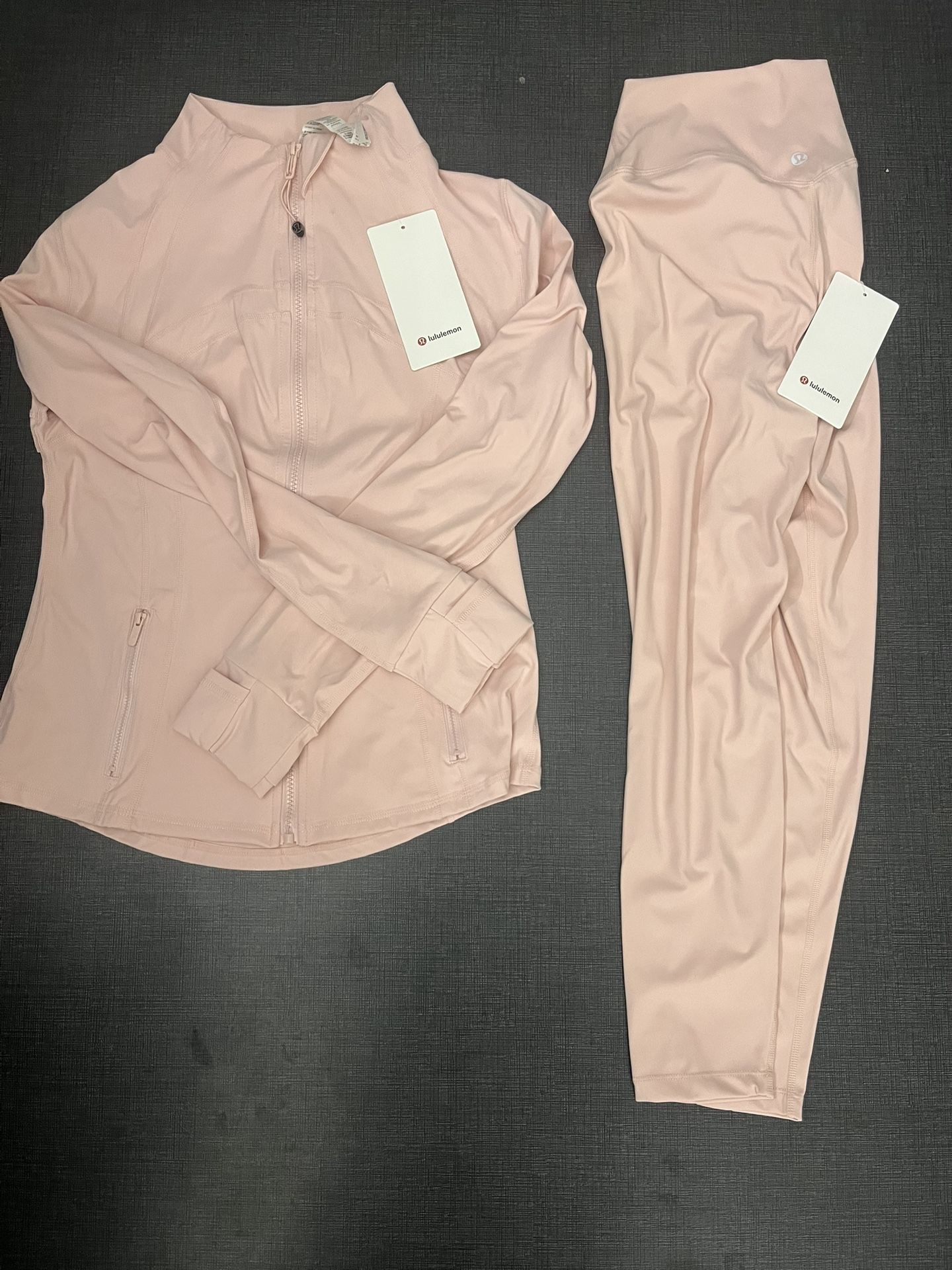 Lululemon Pink Define Jacket/Leggings Size 6 With Bag And Tags