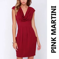 Pink Martini On The Boardwalk Burgundy Dress, Size XS, MSRP $89