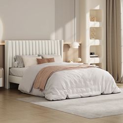Upholstered Bed Frame with Wing Side