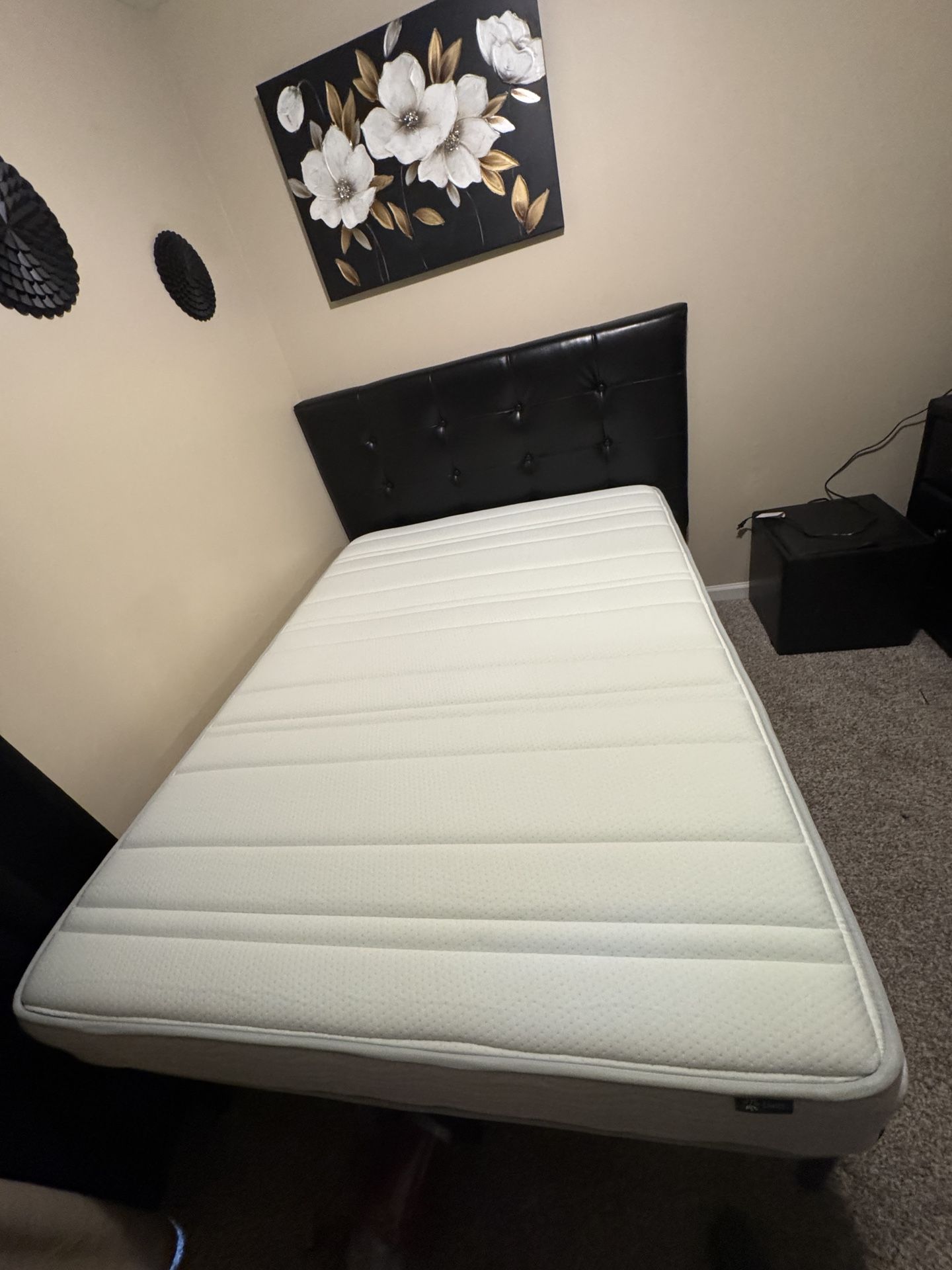 Black Faux Leather Bedroom Set