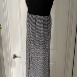 Dress, Long / Strapless, Black, Large 