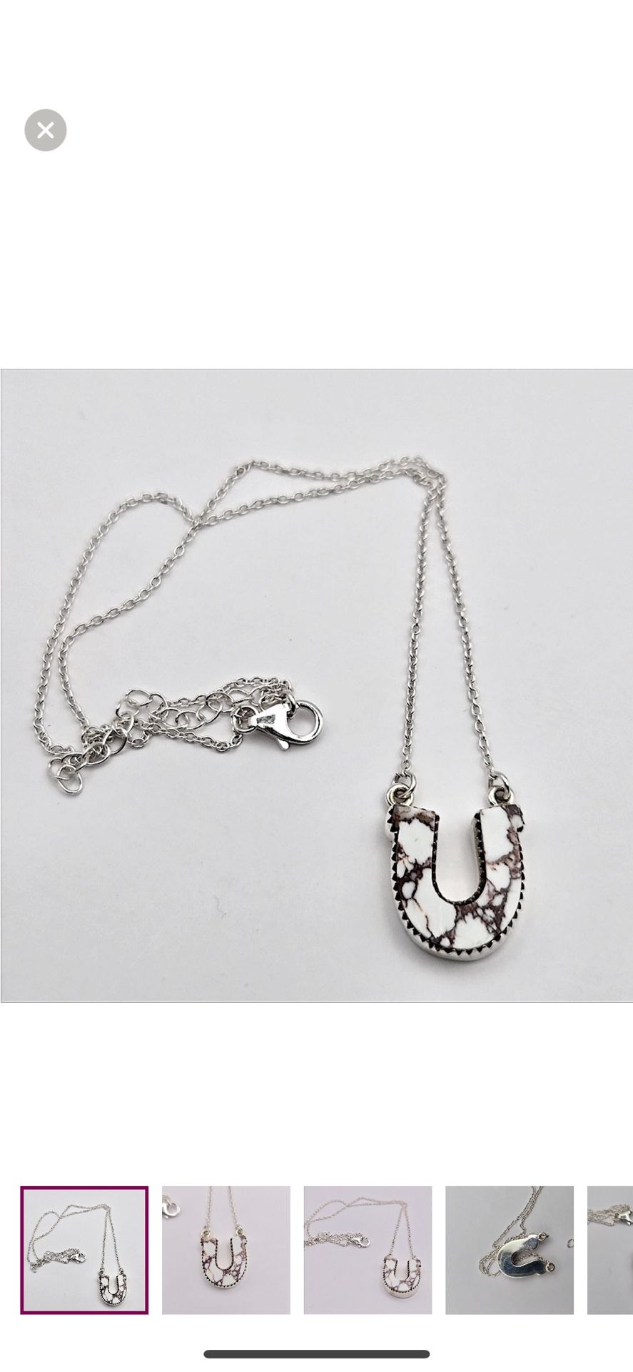 Handmade Native American .925 Stamped Sterling Silver Wild Horse Stone Necklace