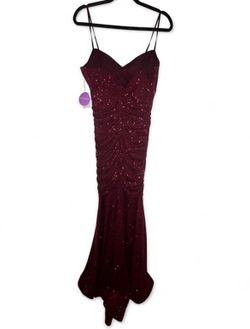 Windsor Burgundy Sequin Ruched Mermaid Gown