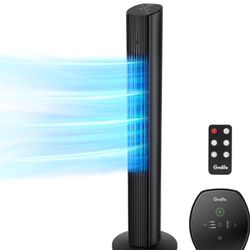 36'' Tower Fan with Remote, 80° Oscillating Fan, Bladeless 3 Modes, Speeds, LED Display Auto Off, Quiet Cooling 