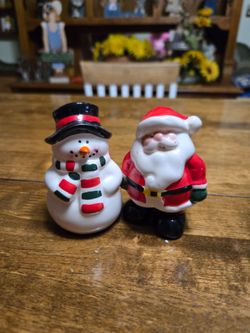 Santa and Snowman Salt and Pepper Shakers