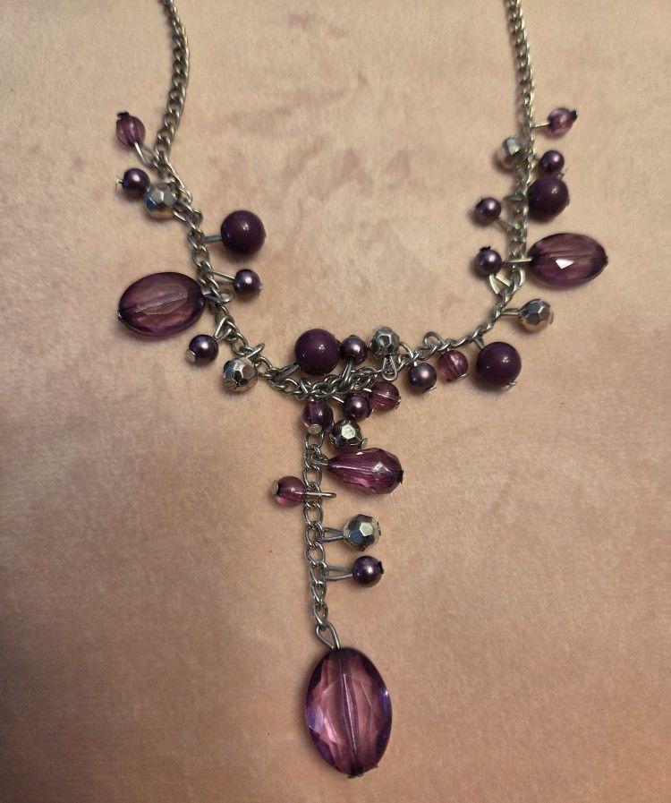 Paparazzi Purple Chrystal Y Shaped Necklace