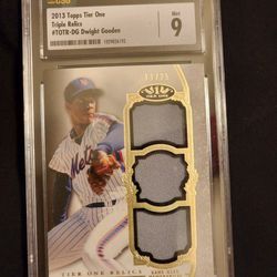 2013 TOPPS TIER ONE DWIGHT GOODEN GAME WORN TRIPLE PATCH 11/25