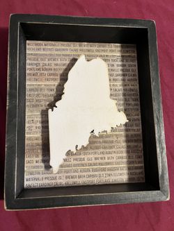 Primitives By Kathy Maine State 3D Wood Shadow Box