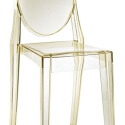 Modway Casper Modern Acrylic Stacking Kitchen and Dining Room Chair in Yellow - Fully Assembled (Set Of 2)