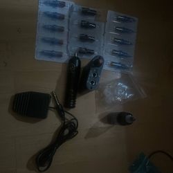 Tattoo Gun With Peddle And Needles 